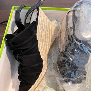 Sam Edelman black suede sandals wedge size 7.5